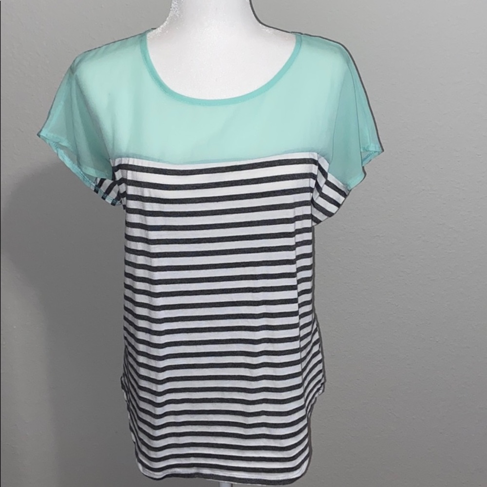 Charming Charlie Teal Ana Gray Top